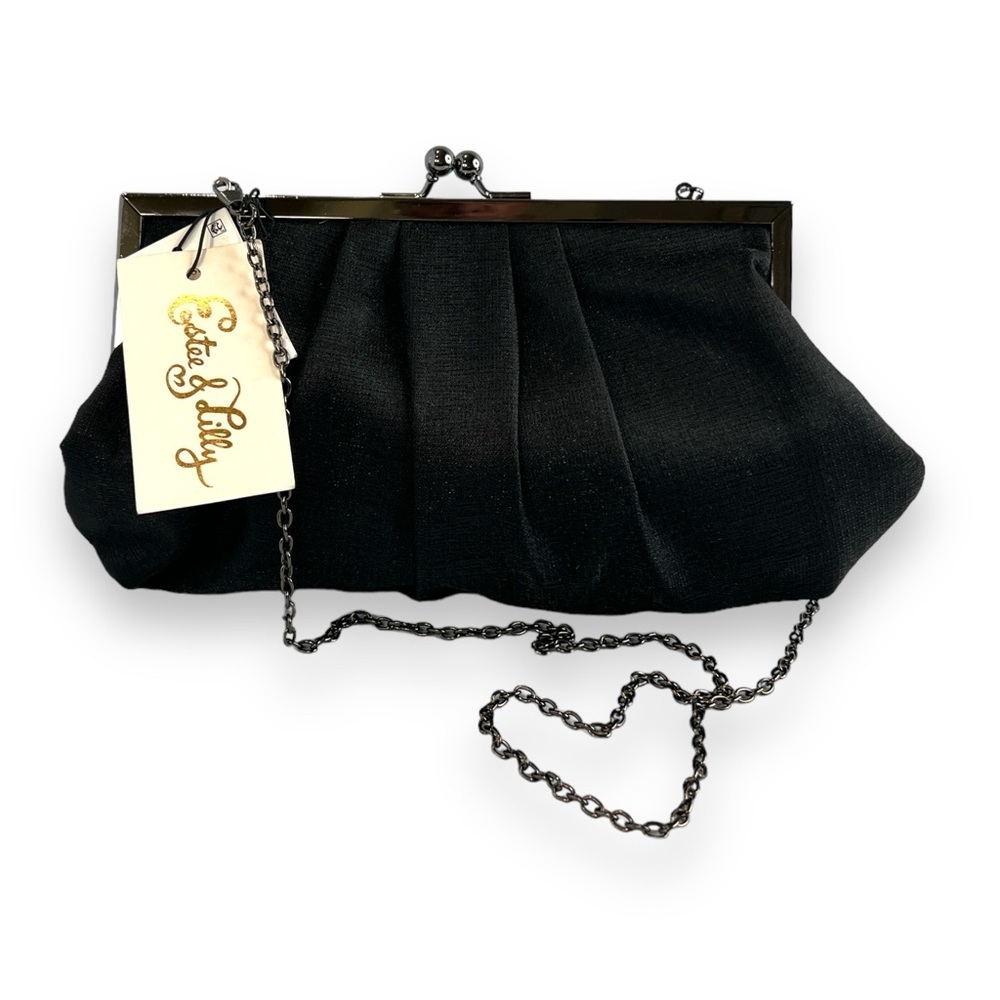 Black Kisslock Clutch Estee & Lilly NEW